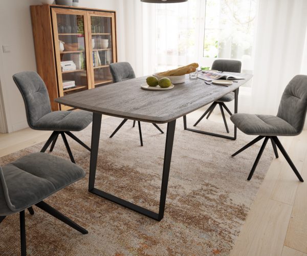Jídelní stůl hrana loď tvar 200x100 Mango Brown Vintage kovové šikmé švýcarské hrany