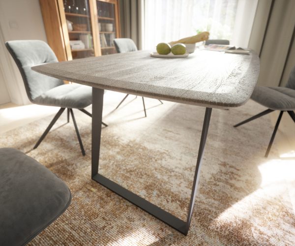 Jídelní stůl hrana loď tvar 200x100 Mango Brown Vintage kovové šikmé švýcarské hrany - Image 6