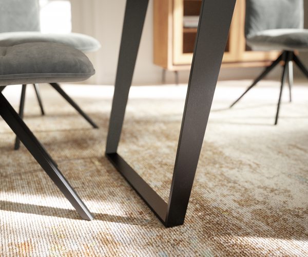 Jídelní stůl hrana loď tvar 200x100 Mango Brown Vintage kovové šikmé švýcarské hrany - Image 5