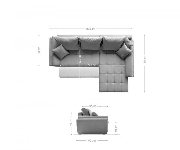 Rohová pohovka Loana 275x185 taupe lenoška funkce rozkladu variabilní - Image 9