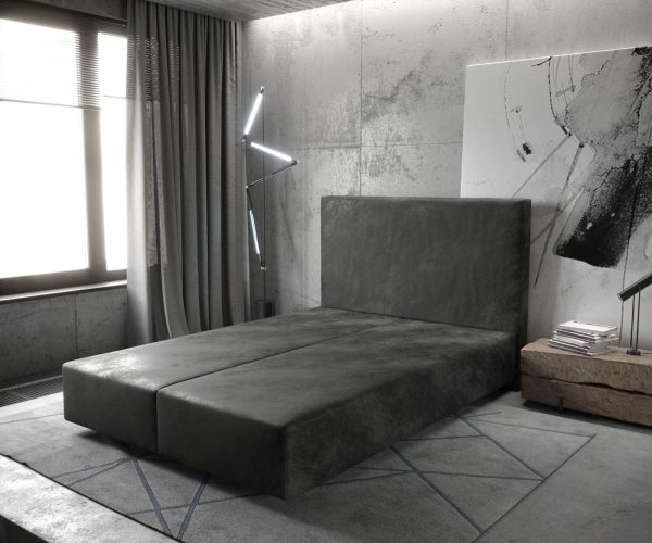 Postel Boxspring Dream-Well 140x200 cm mikrovlákno antracitová vintage