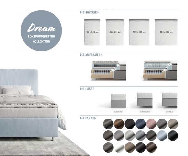 Boxspring postel Dream-Well 180x200 cm mikrovlákno taupe - Image 5