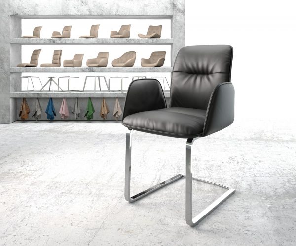 Křeslo Vinja-Flex Černá Pravá Kůže Cantilever Flat Chrome-plated