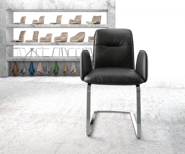 Křeslo Vinja-Flex Černá Pravá Kůže Cantilever Flat Chrome-plated - Image 2