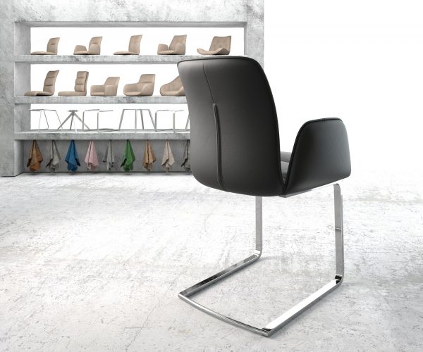 Křeslo Vinja-Flex Černá Pravá Kůže Cantilever Flat Chrome-plated - Image 3