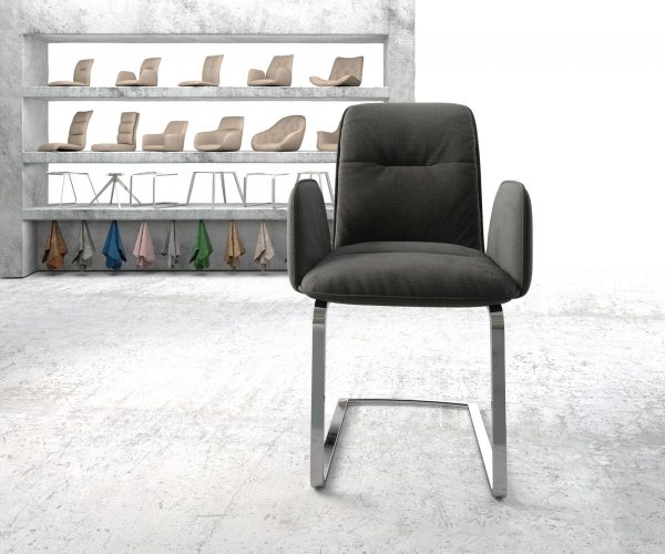 Otočná židle Vinja-Flex Textured Fabric Anthracite Cantilever Flat Chrome - Image 2