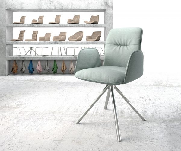 Otočná židle Vinja-Flex s područkami Stripes Mint Křížová základna kulatá nerezová ocel otočná o 180°