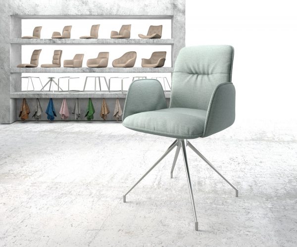 Otočná židle Vinja-Flex s područkami Stripes Mint Křížová podnož z nerezové oceli kuželová 180° otočná