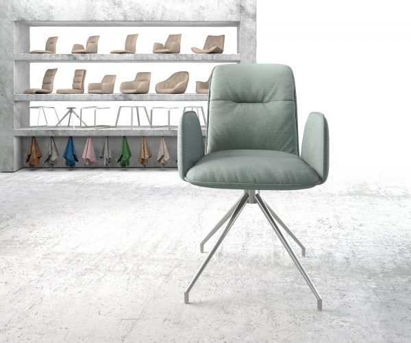 Otočná židle Vinja-Flex s područkami Stripes Mint Křížová podnož z nerezové oceli kuželová 180° otočná - Image 2