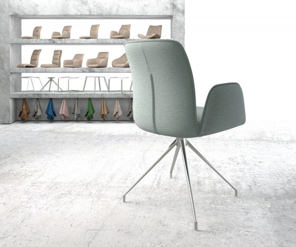 Otočná židle Vinja-Flex s područkami Stripes Mint Křížová podnož z nerezové oceli kuželová 180° otočná - Image 3