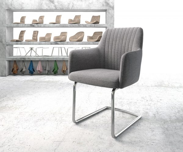 Křeslo Greg-Flex Světle Šedá Structure Cantilever Chair Round Chrom-plated
