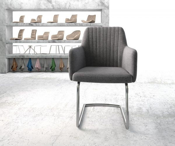 Křeslo Greg-Flex Světle Šedá Structure Cantilever Chair Round Chrom-plated - Image 2