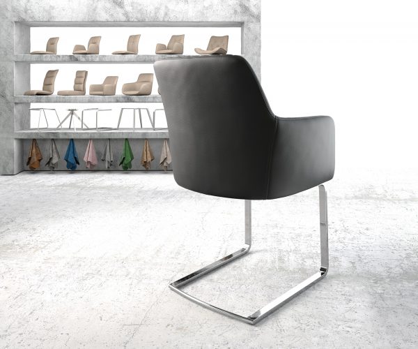 Křeslo Greg-Flex Černá Pravá Kůže Cantilever Flat Chrome-plated - Image 3