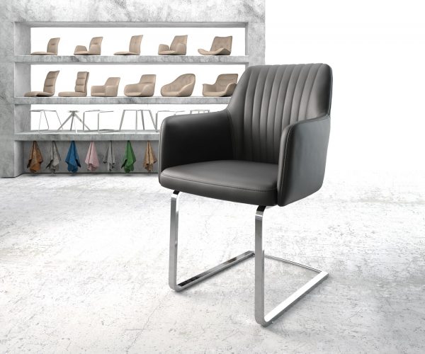 Křeslo Greg-Flex Černá Pravá Kůže Cantilever Flat Chrome-plated