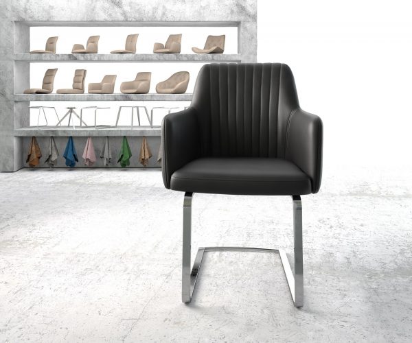 Křeslo Greg-Flex Černá Pravá Kůže Cantilever Flat Chrome-plated - Image 2