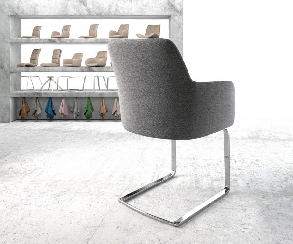 Křeslo Greg-Flex Světle Šedá Structure Cantilever Flat Chrome-plated - Image 3