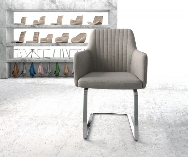 Křeslo Greg-Flex Světle Šedá Stripes Cantilever Flat Chrome-plated - Image 2