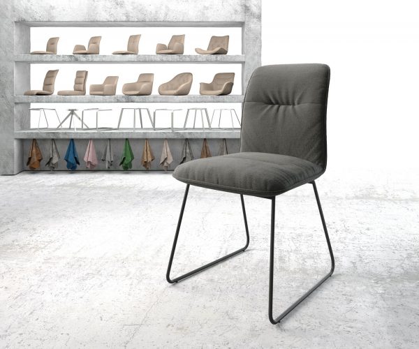 Jídelní židle Vinjo-Flex Texturovaná tkanina Anthracite Skid Frame Black