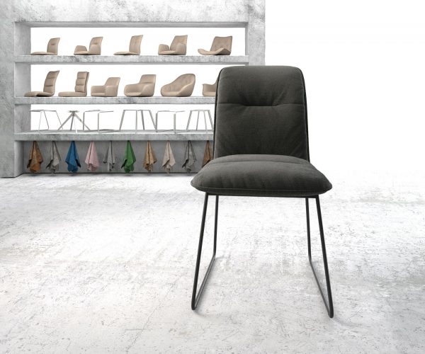 Jídelní židle Vinjo-Flex Texturovaná tkanina Anthracite Skid Frame Black - Image 2