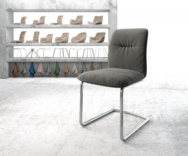 Houpací židle Vinjo-Flex Textured Fabric Anthracite Cantilever Chair Round Chrome