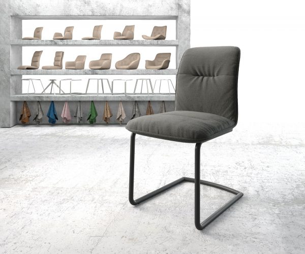 Houpací židle Vinjo-Flex Textured Fabric Anthracite Cantilever Round Black