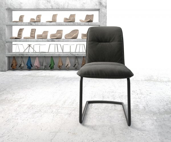 Houpací židle Vinjo-Flex Textured Fabric Anthracite Cantilever Round Black - Image 2
