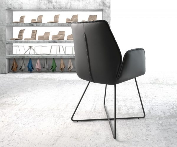 Jídelní židle Zoa-Flex černá pravá kůže podnož ve tvaru "X" černá - Image 3