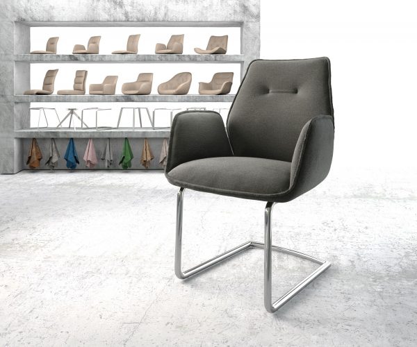 Otočná židle Zoa-Flex Textured Fabric Anthracite Cantilever Round Chrome