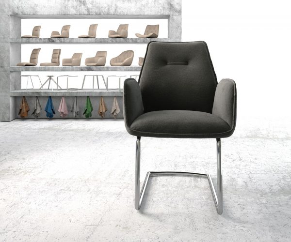 Otočná židle Zoa-Flex Textured Fabric Anthracite Cantilever Round Chrome - Image 2
