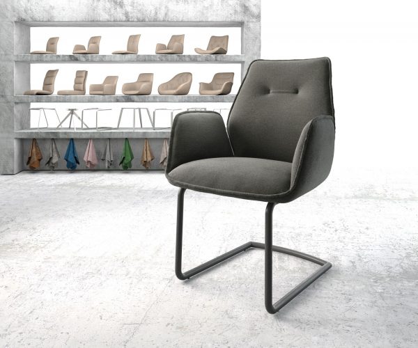 Otočná židle Zoa-Flex Textured Fabric Anthracite Cantilever Round Black