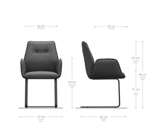 Otočná židle Zoa-Flex Textured Fabric Anthracite Cantilever Flat Chrome - Image 5