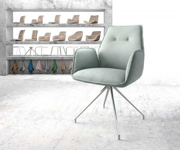 Otočná židle Zoa-Flex s područkami Stripes Mint Křížová základna z nerezové oceli kuželová 180° otočná