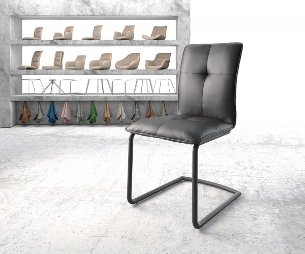 Jídelní židle Maddy-Flex Černá Pravá kůže Cantilever Round Černá