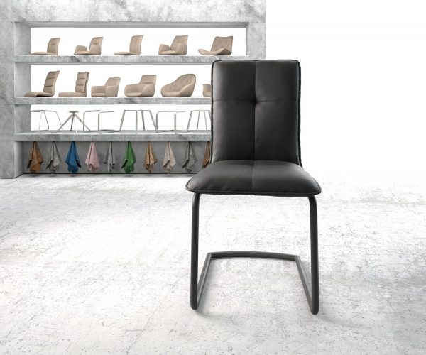 Jídelní židle Maddy-Flex Černá Pravá kůže Cantilever Round Černá - Image 2