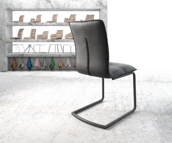 Jídelní židle Maddy-Flex Černá Pravá kůže Cantilever Round Černá - Image 3