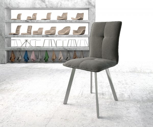 Jídelní židle Maddy-Flex Textured Fabric Anthracite 4-nohý ovál z nerezové oceli