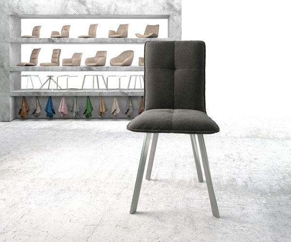 Jídelní židle Maddy-Flex Textured Fabric Anthracite 4-nohý ovál z nerezové oceli - Image 2