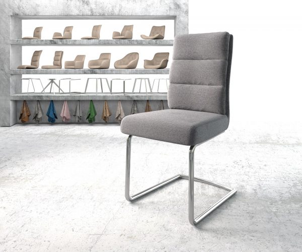 Houpací židle Pela-Flex Light Grey Textured Fabric Cantilever Chair Round Chrome Pocket Springs