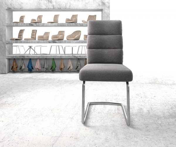 Houpací židle Pela-Flex Light Grey Textured Fabric Cantilever Chair Round Chrome Pocket Springs - Image 2