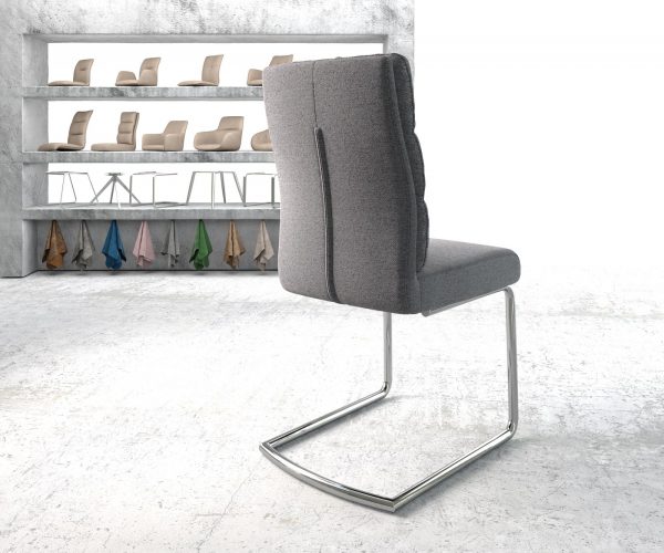 Houpací židle Pela-Flex Light Grey Textured Fabric Cantilever Chair Round Chrome Pocket Springs - Image 3