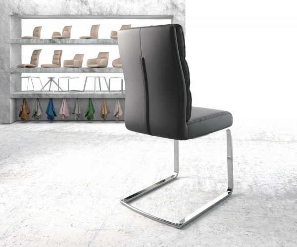 Jídelní židle Pela-Flex Černá Pravá Kůže Cantilever Flat Chrome-plated - Image 3