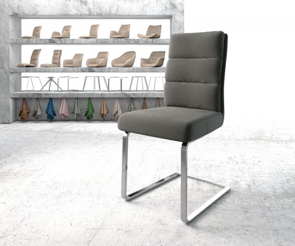 Houpací židle Pela-Flex Texturovaná tkanina Antracit Cantilever Ploché chromované kapesní pružiny