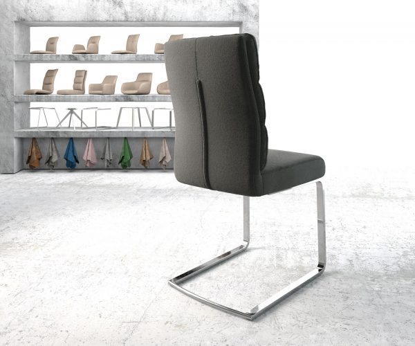 Houpací židle Pela-Flex Texturovaná tkanina Antracit Cantilever Ploché chromované kapesní pružiny - Image 3