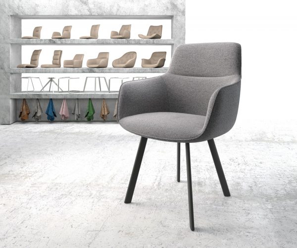 Jídelní židle Pejo-Flex Světle Šedá Structure 4-nohá oválná Černá
