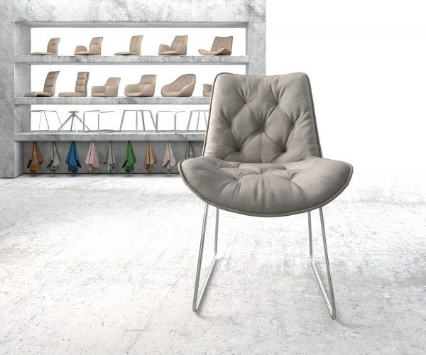 Jídelní židle Taimi-Flex Stripes Light Grey Skid Frame Stainless Steel - Image 2