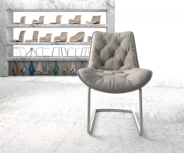 Houpací židle Taimi-Flex Stripes Light Grey Cantilever Chair Round Stainless Steel - Image 2