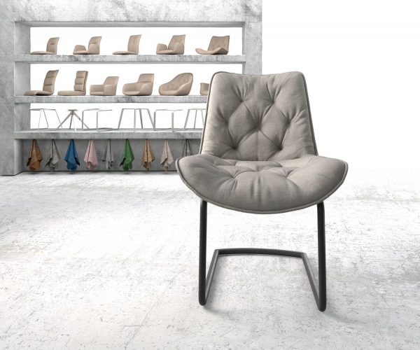 Houpací židle Taimi-Flex Stripes Light Grey Cantilever Round Black - Image 2