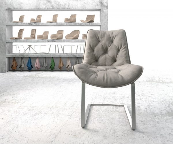 Houpací židle Taimi-Flex Stripes Light Grey Cantilever Flat Stainless Steel - Image 2