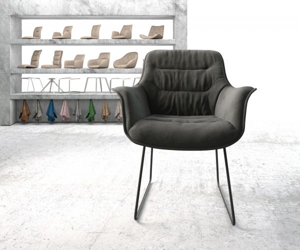 Jídelní židle Kaira-Flex Texturovaná tkanina Antracit Skid Frame Black - Image 2