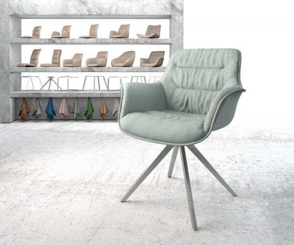 Otočná židle Kaira-Flex Stripes Mint Cross Frame Edged Stainless Steel 180° Swivel